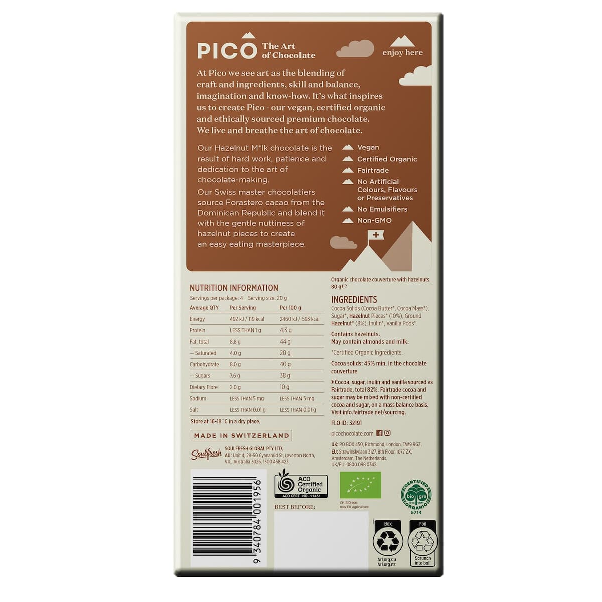 Thumbnail Pico Organic Chocolate Hazelnut Milk 80G