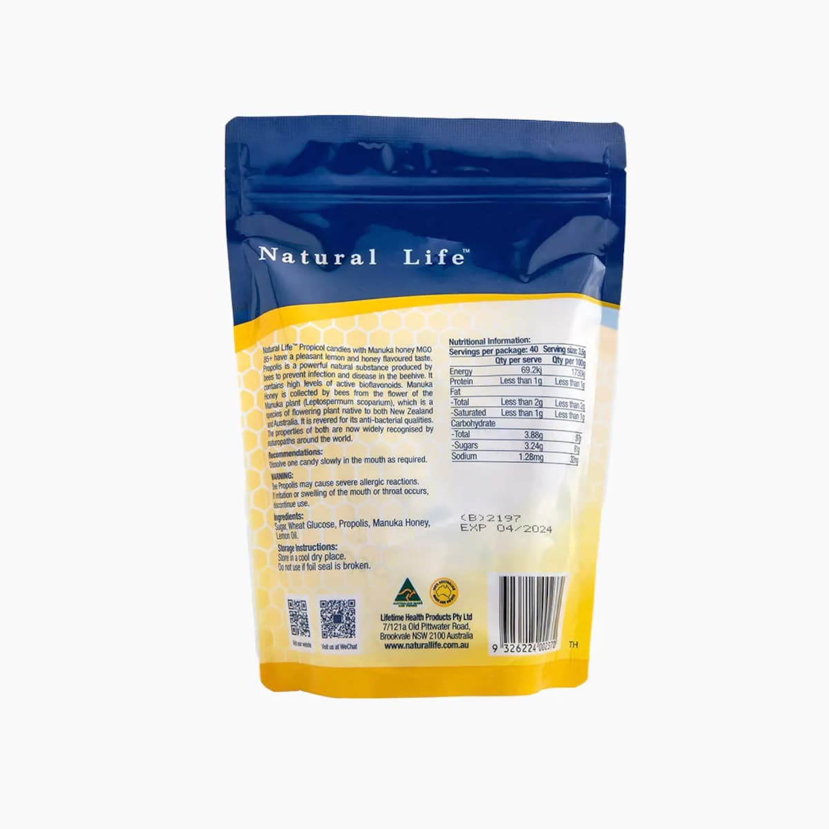 Thumbnail Natural Life Propolis Candy Lemon & Honey 40 Lozenges