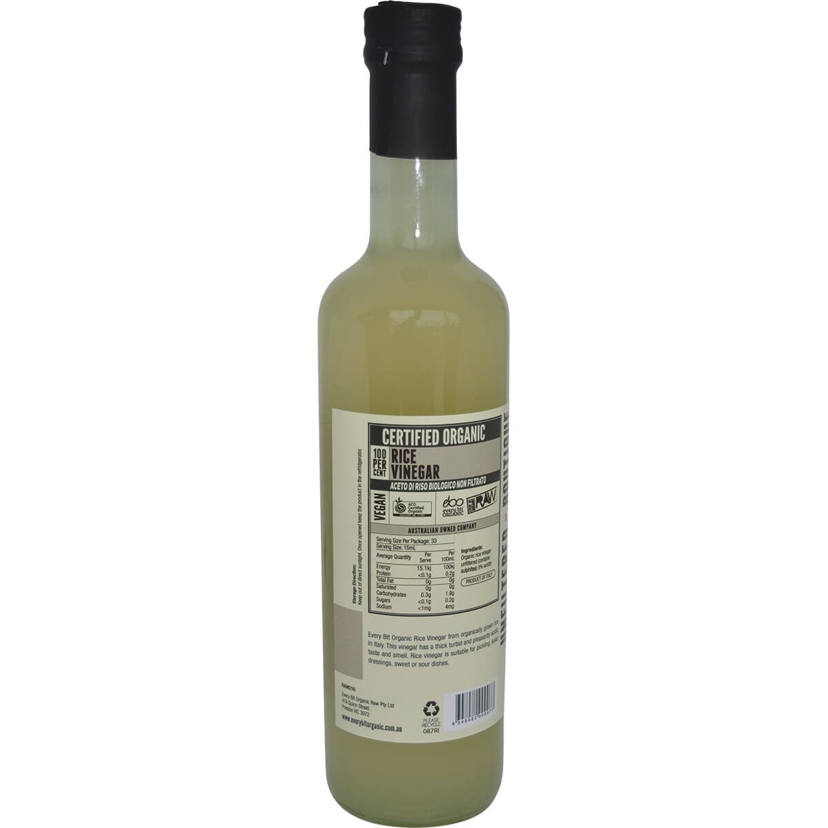 Thumbnail Every Bit Organic Raw Rice Wine Vinegar With The Mother 500Ml