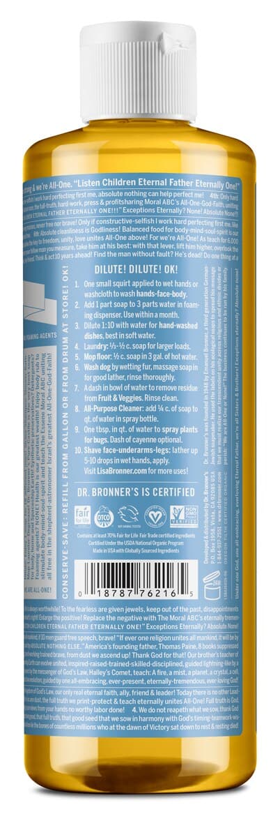 Thumbnail Dr Bronner's Pure-Castile Liquid Soap Baby Unscented 473Ml