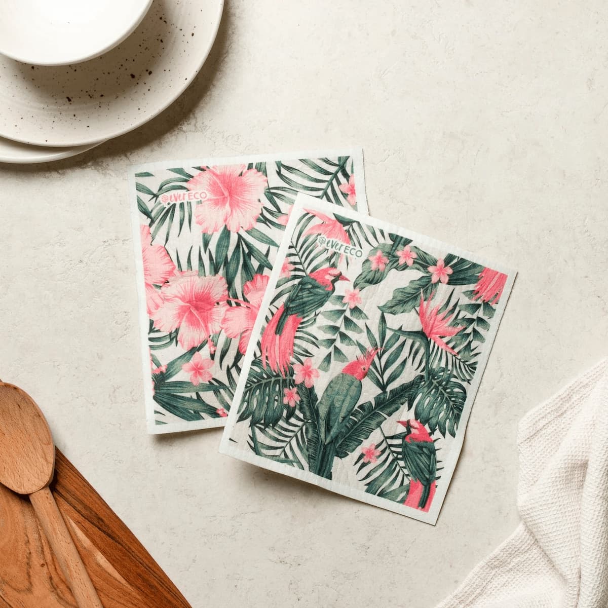 Ever Eco Eco Sponge Cloths Hawaiian Hibiscus 2 Pack