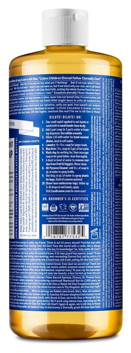 Thumbnail Dr Bronners Pure Castile Liquid Soap Peppermint 946Ml