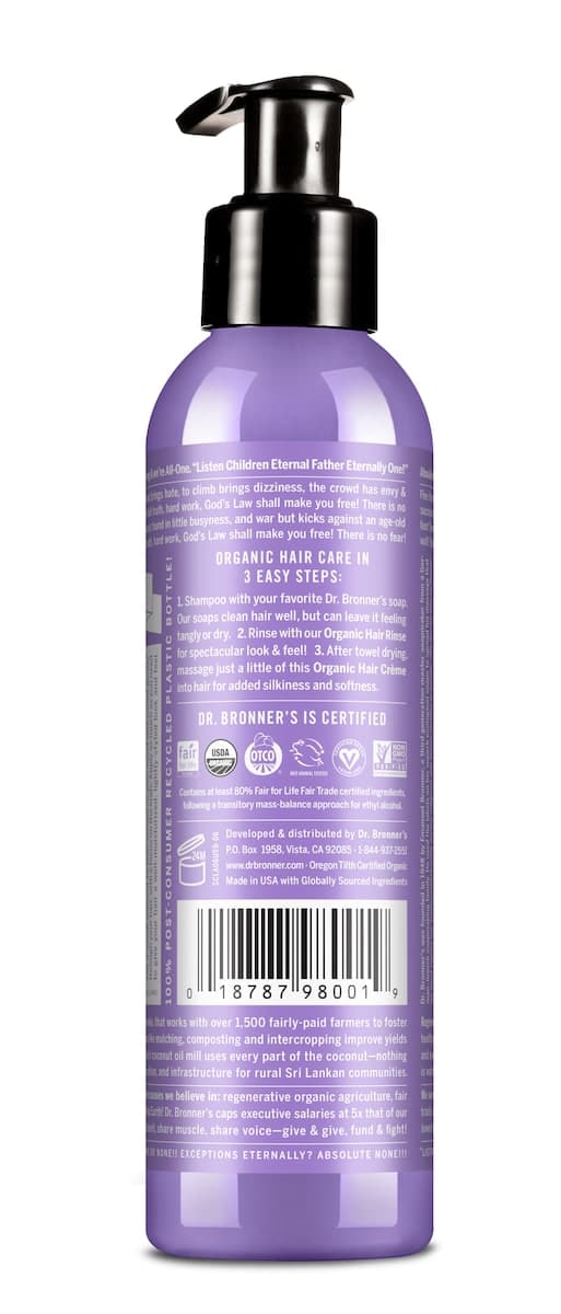 Thumbnail Dr Bronners Lavender Coconut Organic Hair Creme 177Ml