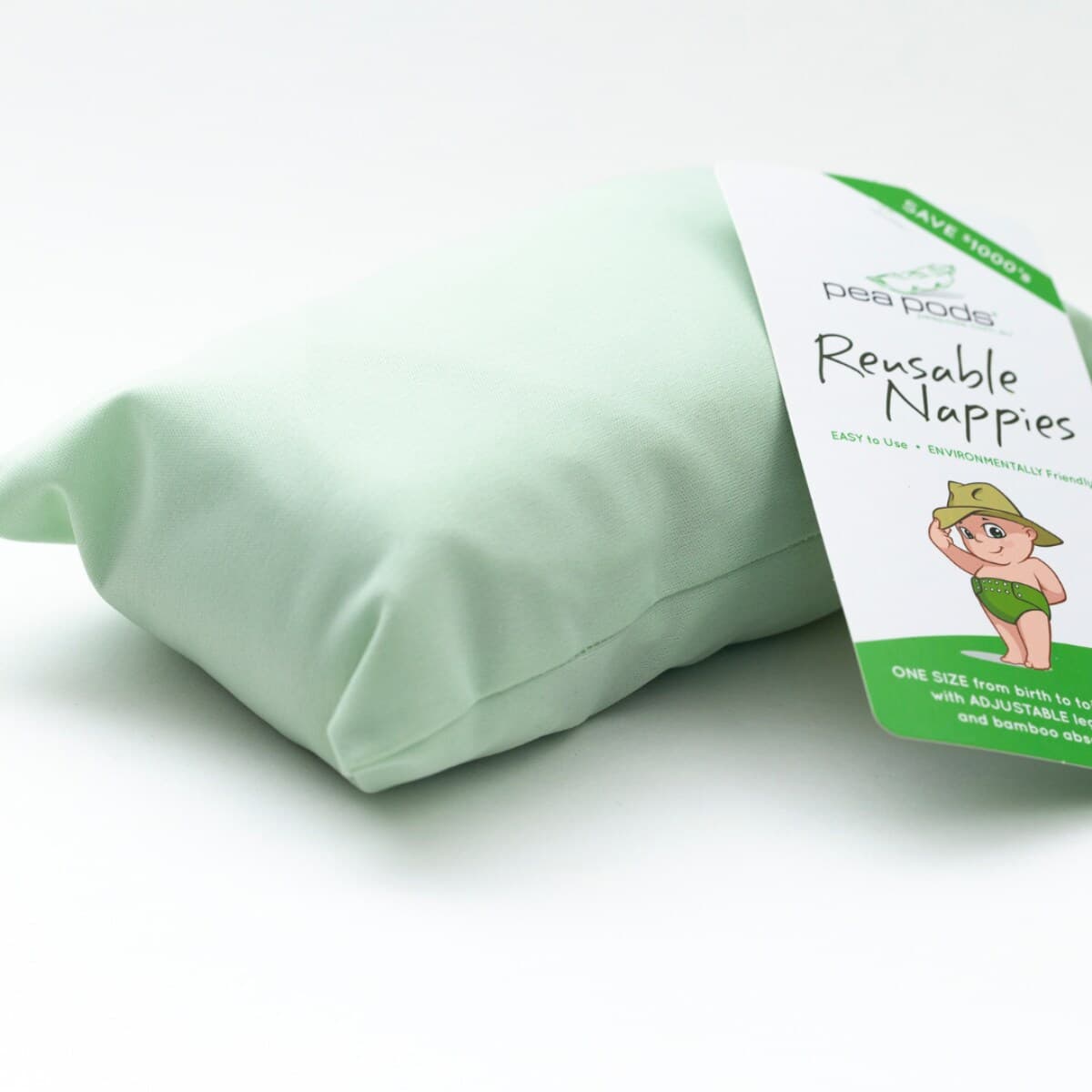 Thumbnail Pea Pods Reusable Nappy One Size Pastel Green