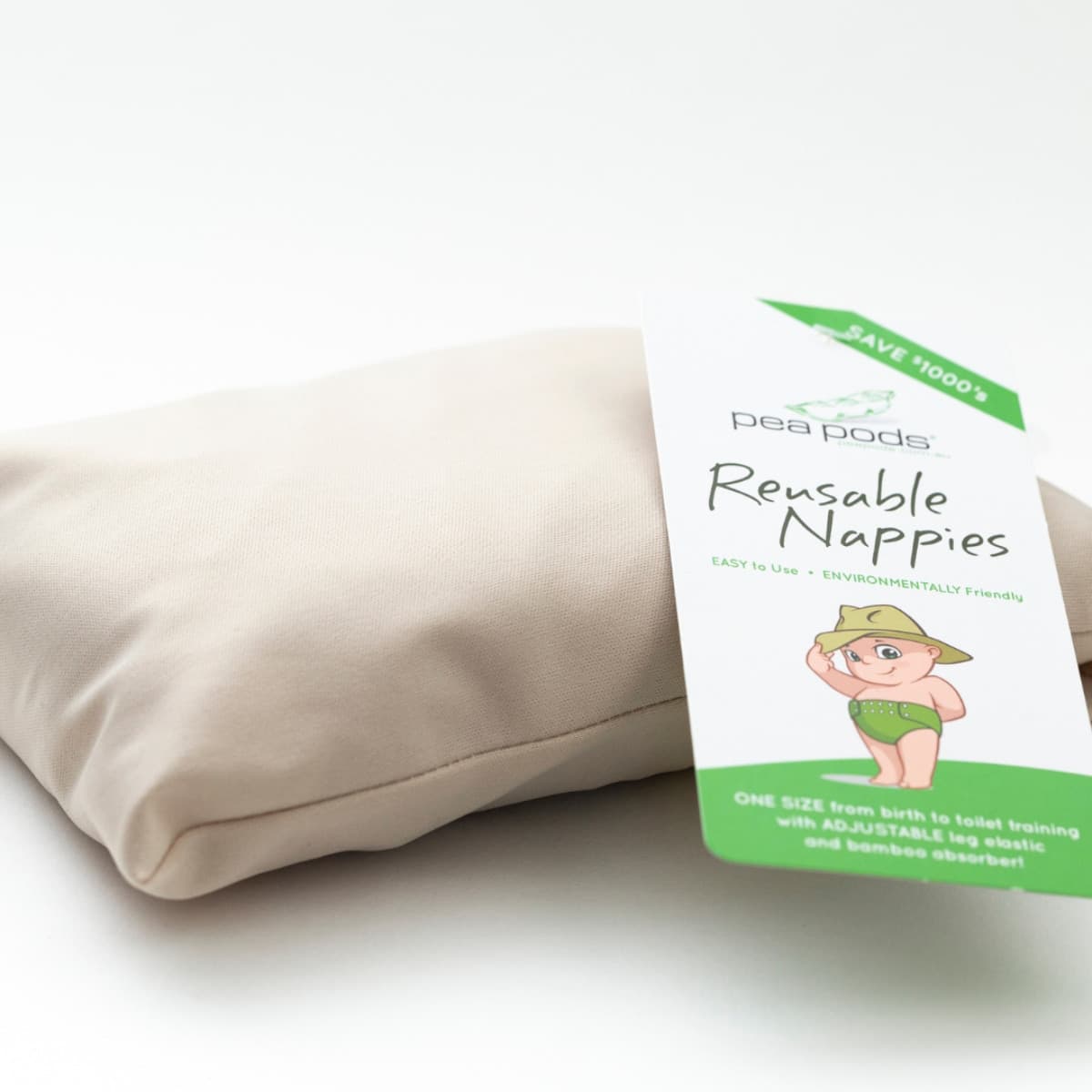 Thumbnail Pea Pods Reusable Nappy One Size Cream