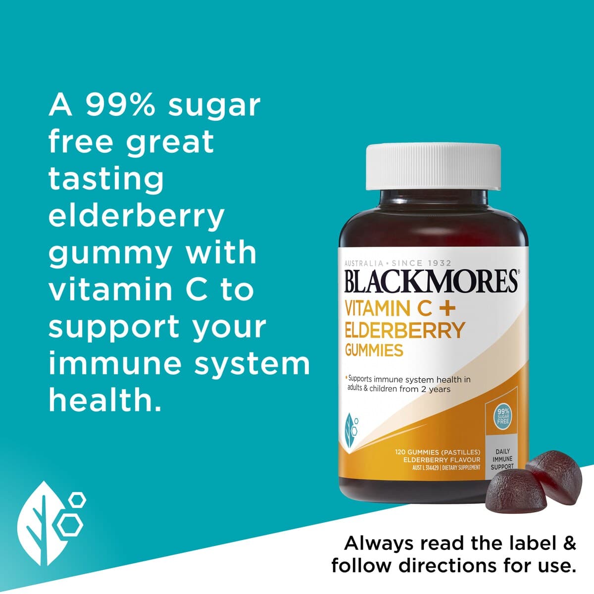 Thumbnail Blackmores Vitamin C + Elderberry Gummies 120 Pack