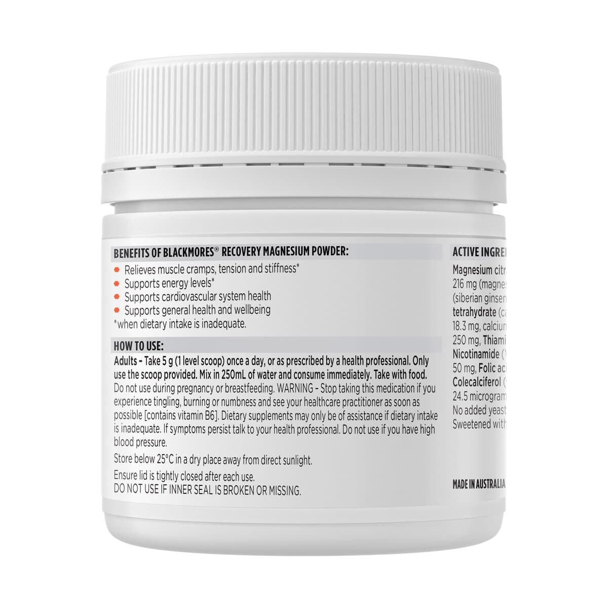 Thumbnail Blackmores Recovery Magnesium Powder 200G