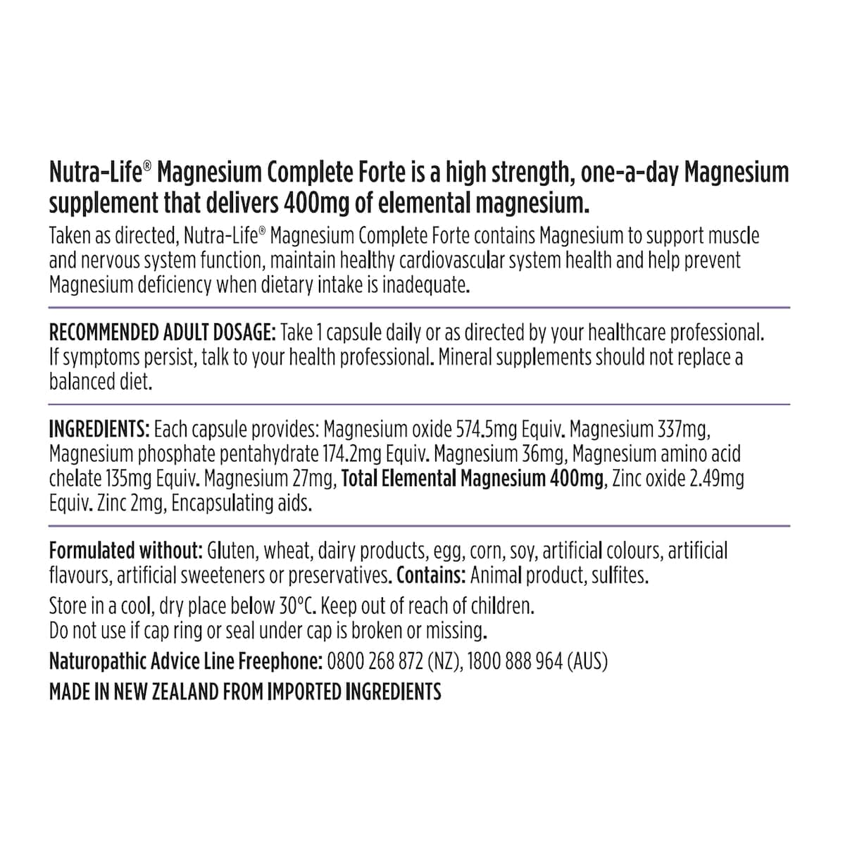 Thumbnail Nutra-Life Magnesium Complete Forte 200 Capsules