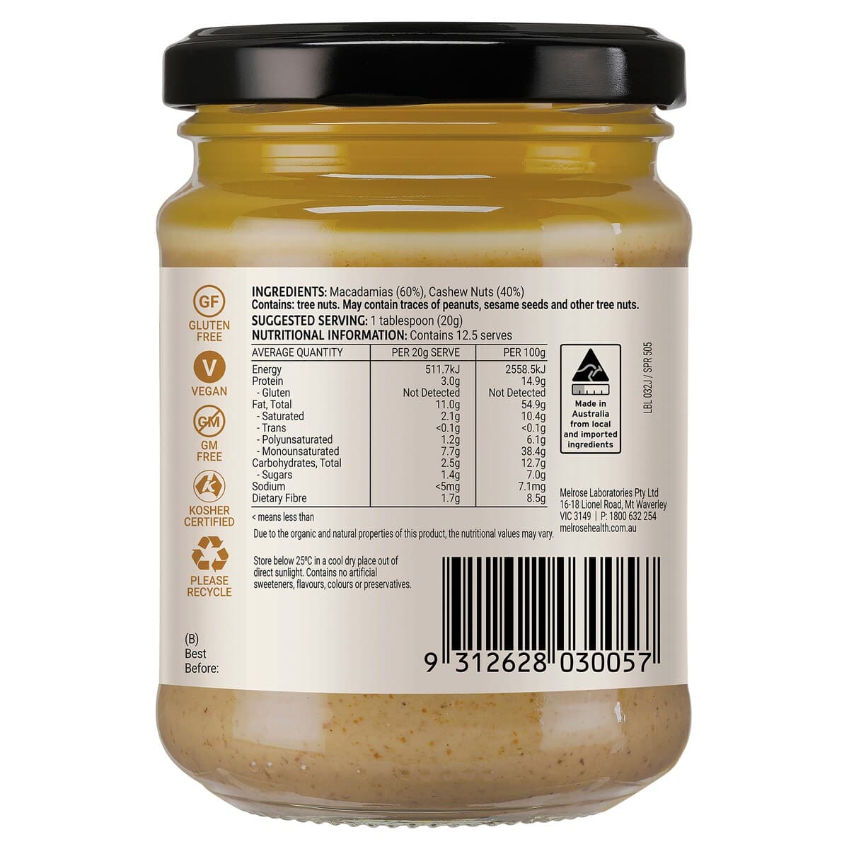 Thumbnail Melrose Macadamia Cashew Butter 250G