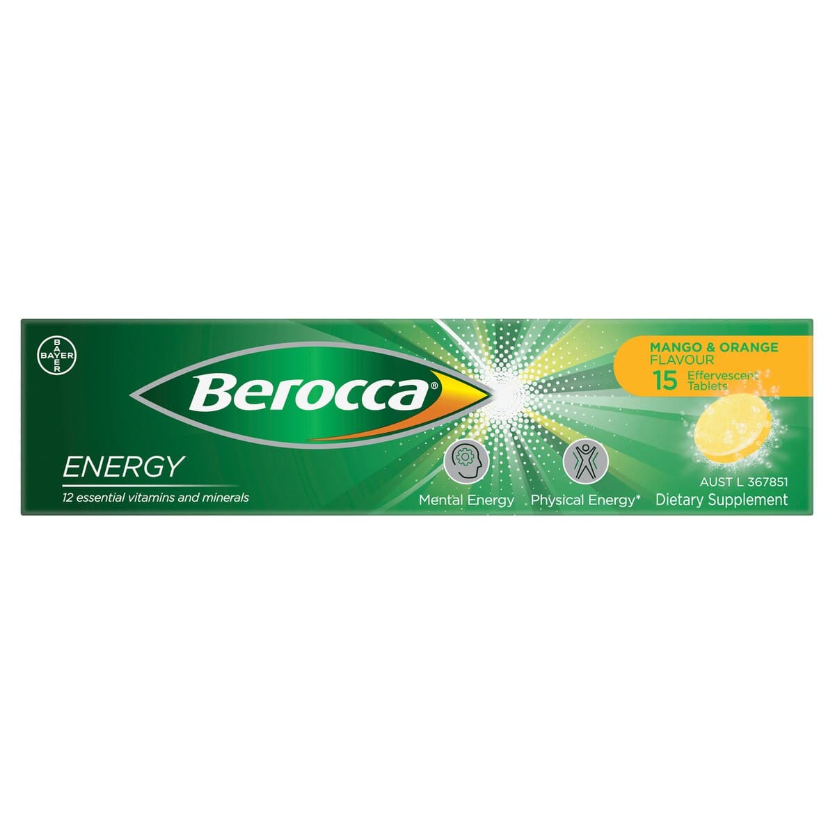 Thumbnail Berocca Energy Mango & Orange 30 Effervescent Tablet