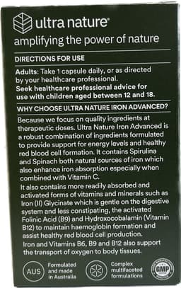 Ultra Nature Iron Advanced 30 Capsules