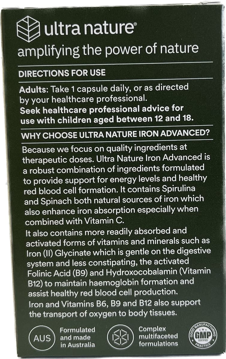 Ultra Nature Iron Advanced 30 Capsules