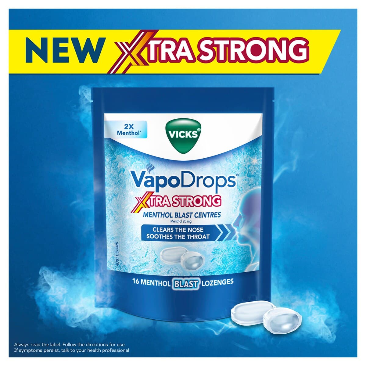 Thumbnail Vicks Vapodrops Xtra Strong Menthol Blast 16 Lozenges