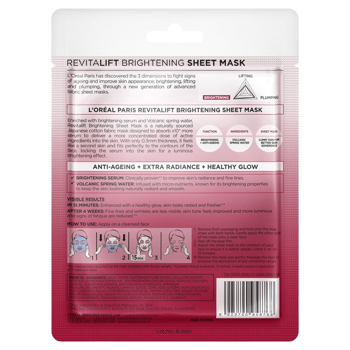 Thumbnail L'Oreal Revitalift Brightening Sheet Mask 30G