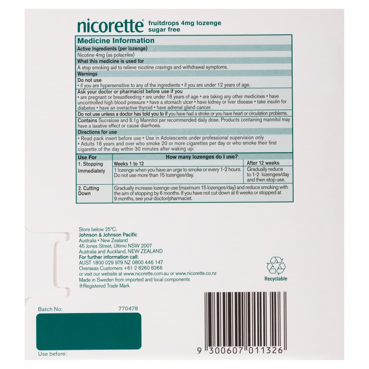 Thumbnail Nicorette Quit Smoking Fruitdrops 4Mg 80 Nicotine Lozenges