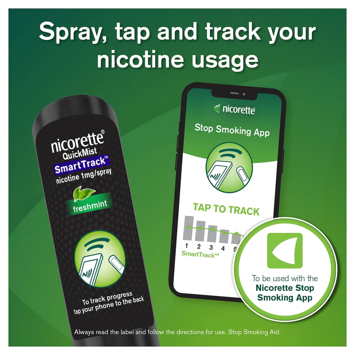 Thumbnail Nicorette Quit Smoking Quickmist Nicotine Mouth Spray Smart Track 150 Sprays