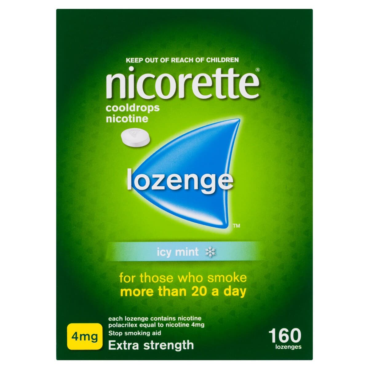 Thumbnail Nicorette Quit Smoking Cooldrops Icy Mint 4Mg 160 Nicotine Lozenges