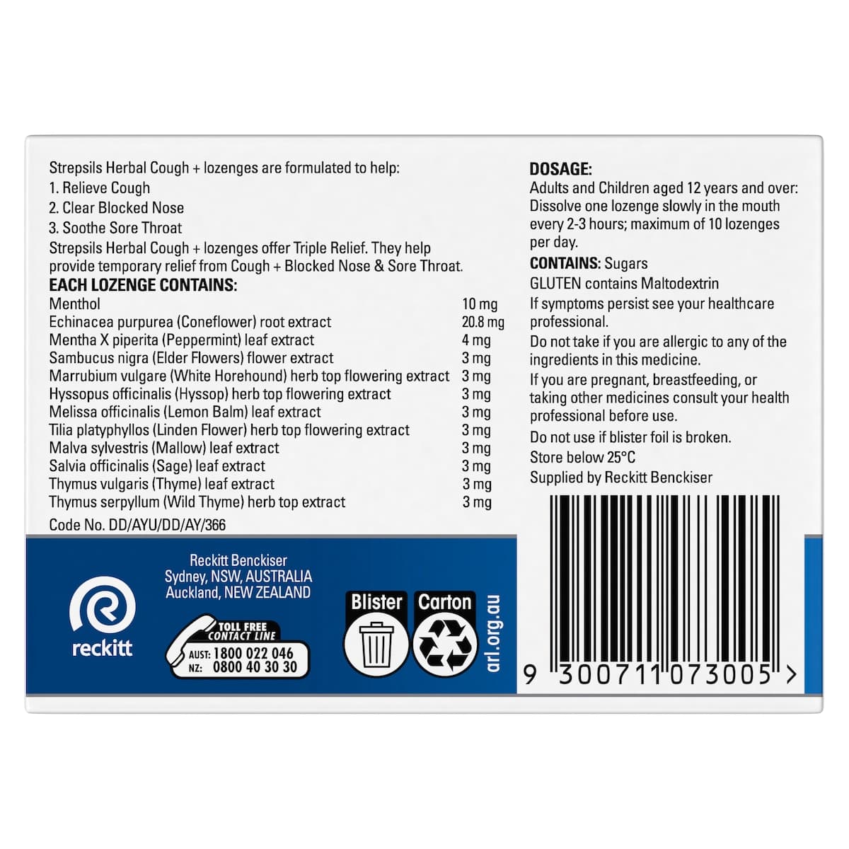 Thumbnail Strepsils Herbal Cough+ Honey Lemon 16 Lozenges