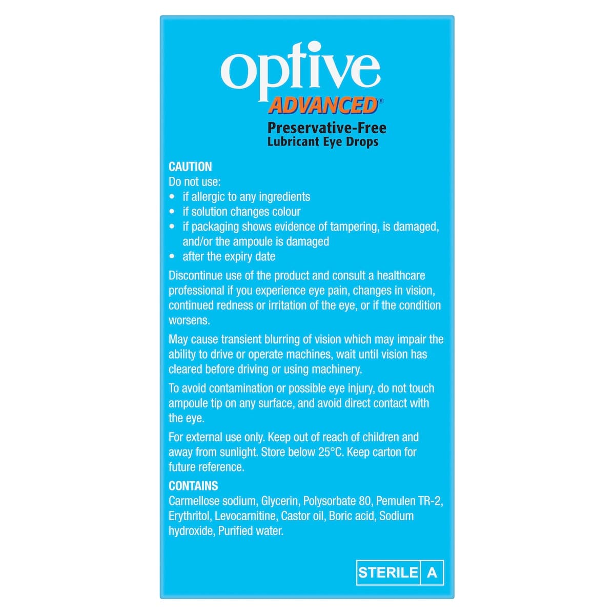 Thumbnail Optive Advanced Eye Drops 0.4Ml X 30 Single Use Vials