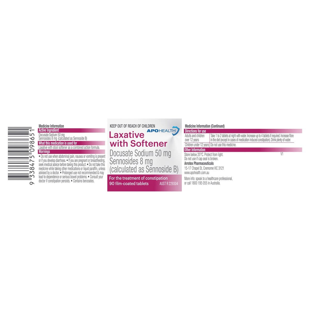 Thumbnail Apohealth Laxative With Softener 90 Tablets