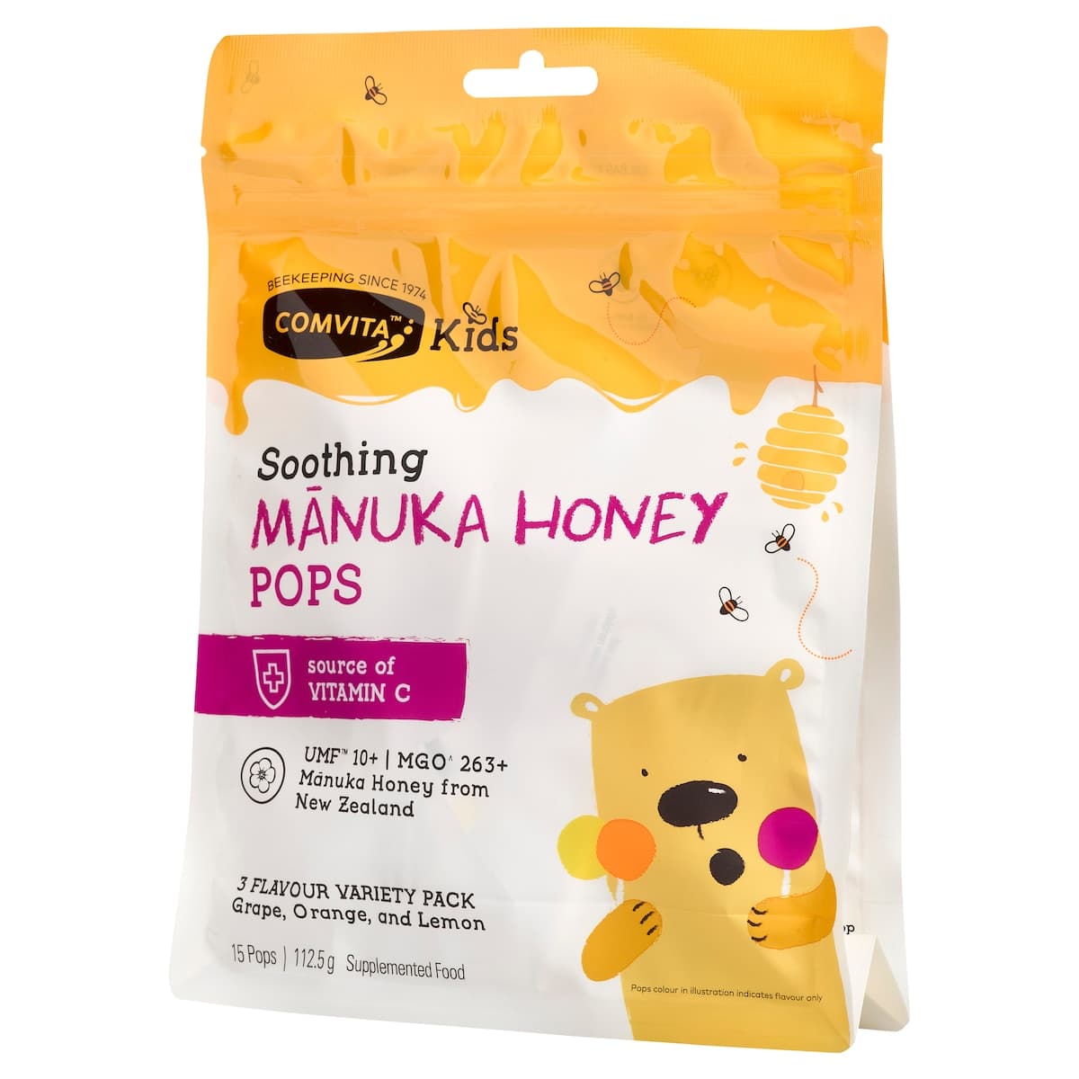 Thumbnail Comvita Kids Soothing Manuka Pops 3 Flavours 15 Pack