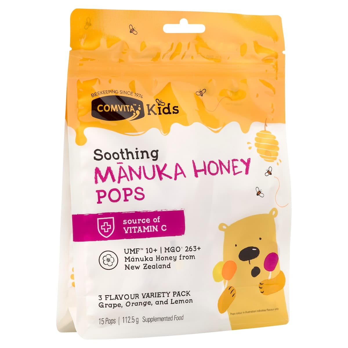 Thumbnail Comvita Kids Soothing Manuka Pops 3 Flavours 15 Pack