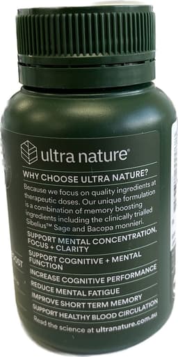 Ultra Nature Memory & Cognition Boost 60 Capsules