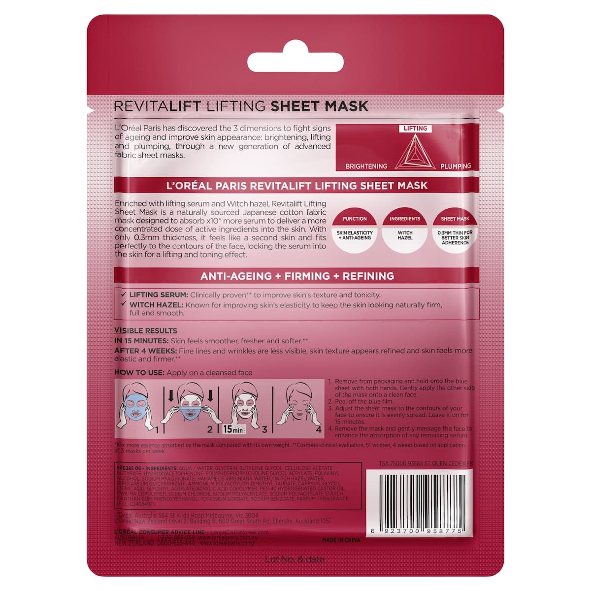 Thumbnail L'Oreal Revitalift Lifting Sheet Mask 30G