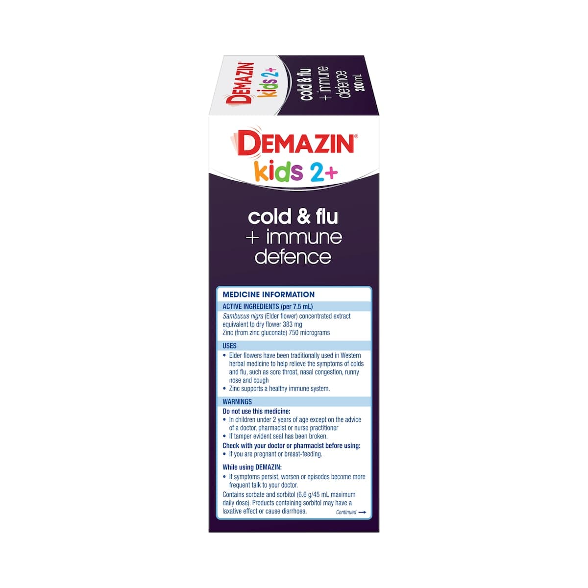 Thumbnail Demazin Kids 2+ Years Cold & Flu + Immune Defence Syrup Berry 200Ml