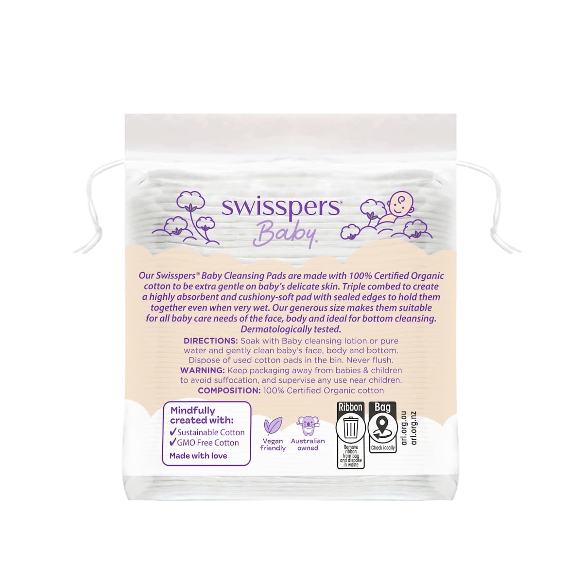 Thumbnail Swisspers Baby Organic Cotton Pads Large 40 Pack