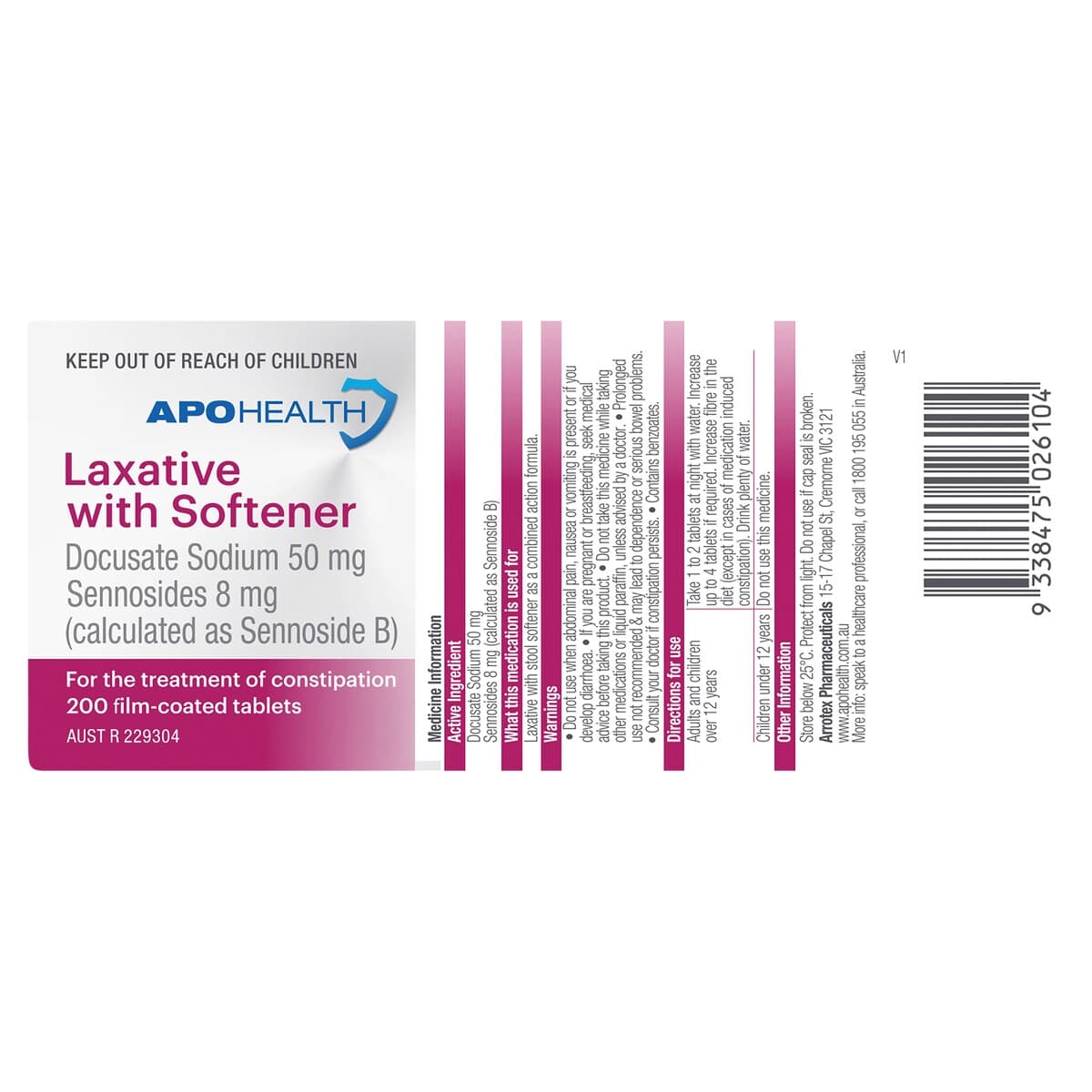 Thumbnail Apohealth Laxative With Softener 200 Tablets