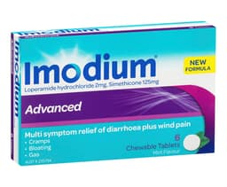 Imodium Advanced Diarrhoea & Wind Pain Relief 6 Chewable Tablets