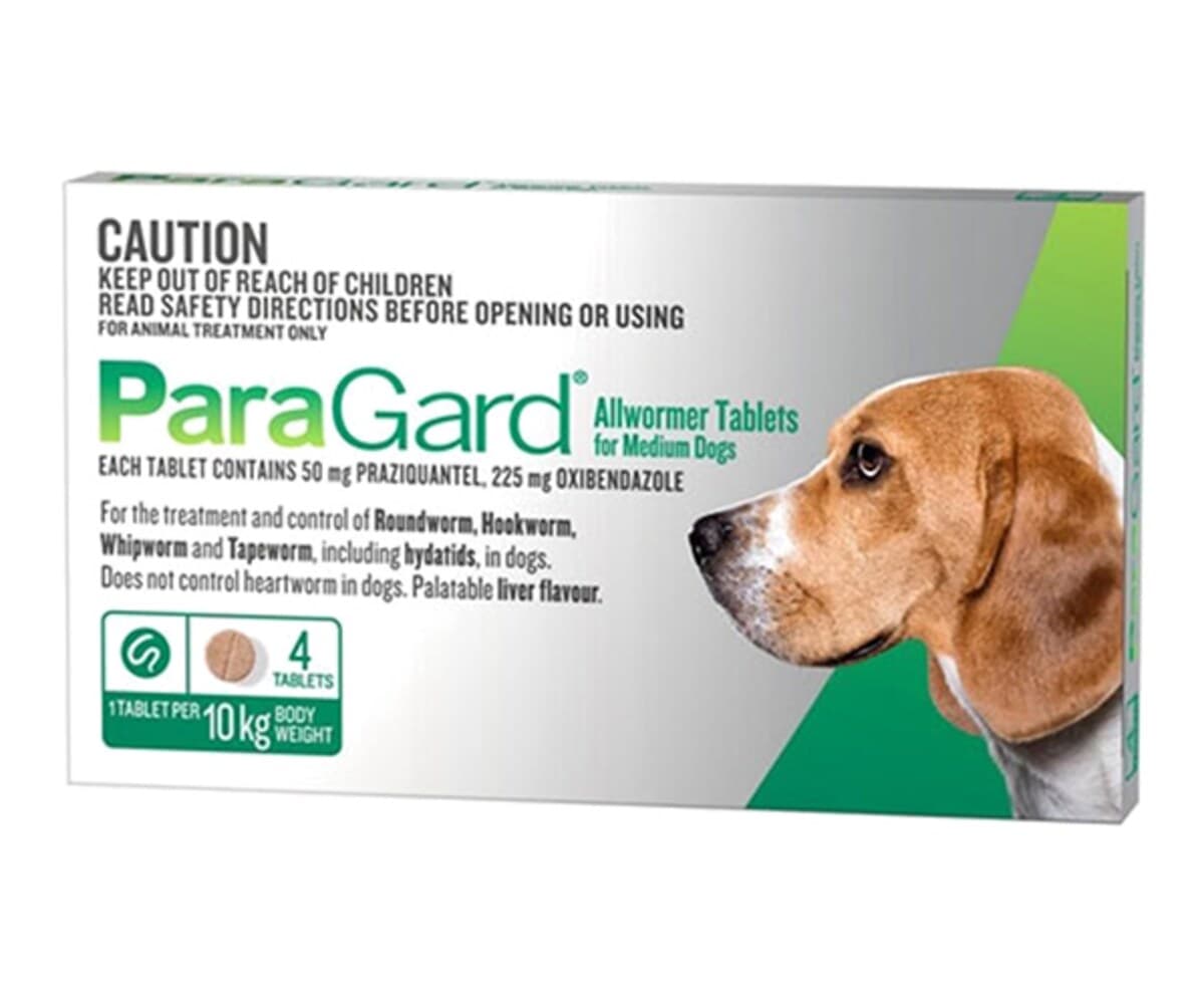 Paragard All Wormer For Medium Dogs 4 Tablets